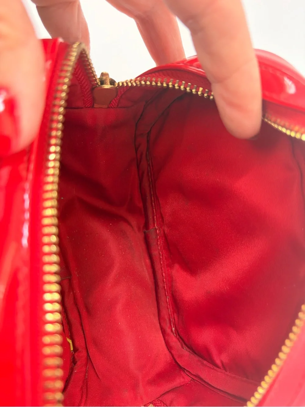 Tory Burch Red Patent Logo Cosmetic Case